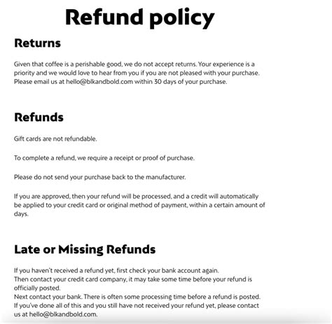 Return Policy Terms